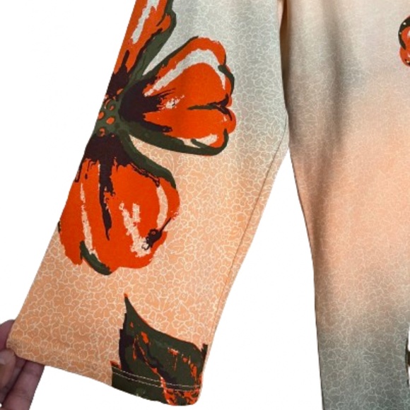 Vintage Women’s Multi in Tie-Dye Shades Floral Shirt w/ Zipper Teeth Neck Sz-M/L - Picture 7 of 8